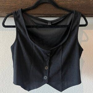 Shein Black Button Vest